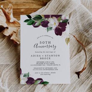 Moody Lila Blooms 50. Hochzeitstag Einladung