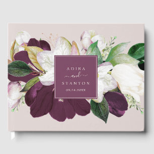 Moody Lila Blooms   Blush & Berry Wedding Gästebuch