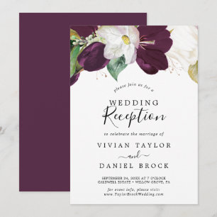 Moody Lila Blooms Hochzeitsempfang Einladung
