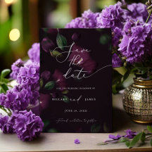 Moody Lila Blooms Kalligrafie Save the Date