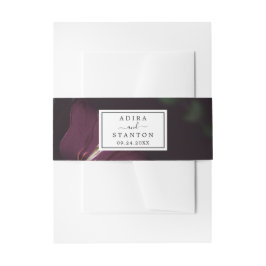 Moody Lila Blooms Pattern Wedding Einladungsbanderole