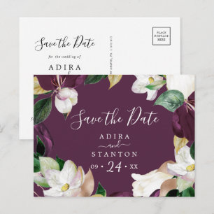 Moody Lila Blooms   Plane Save the Date Postkarte