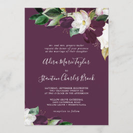 Moody Lila Blooms | Plum Traditionelle Hochzeit Einladung