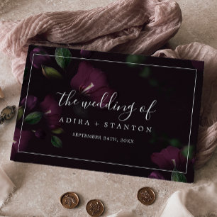Moody Lila Blooms Schwarze Musterhochzeit Gästebuch