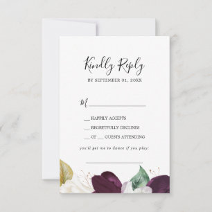 Moody Lila Blooms Song Request RSVP Card