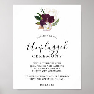 Moody Lila Blooms Unplugged Zeremony Sign Poster