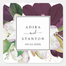 Moody Lila Blooms Wedding Umschlag Aufkleber