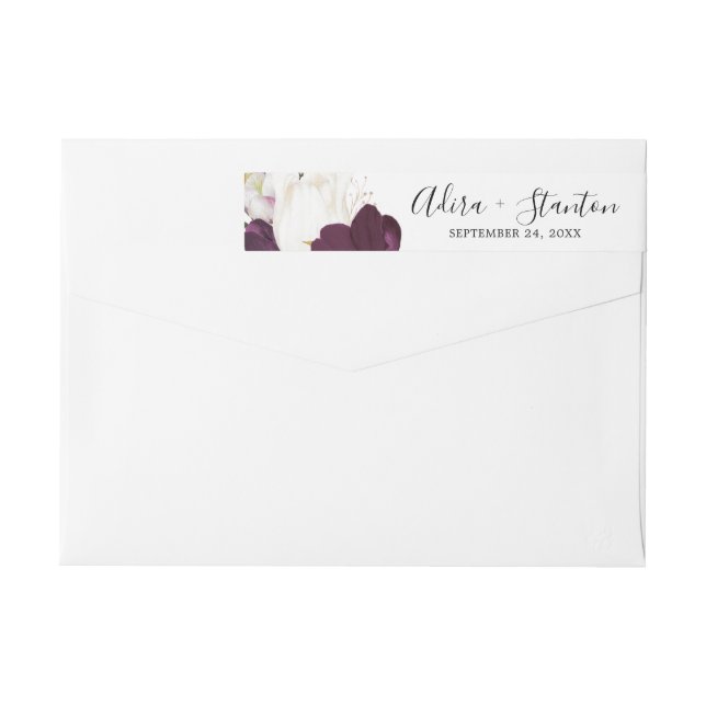 Moody Lila Blooms Wedding Wrap um Label (Rückseite)