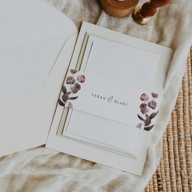 Moody Lila Floral Wedding Einladung Bündner Band (Von Creator hochgeladen)