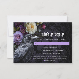 Moody Lila Gothic Garden Crow | Optionen RSVP Karte