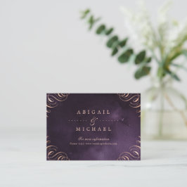 Moody lila Rose Goldkalligrafie Hochzeitseinsatz Begleitkarte