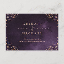 Moody lila Rose Goldkalligrafie Hochzeitseinsatz Begleitkarte