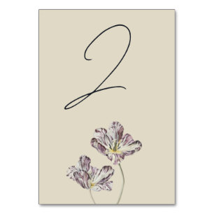 Moody Lila Tulips Wedding Tischnummer