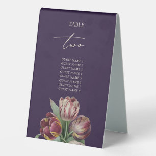 Moody Lila Tulips Wedding Tischnummer Tischaufsteller