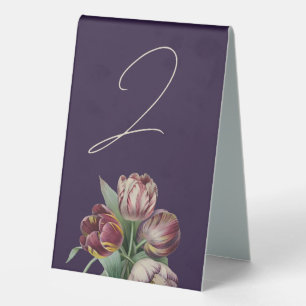 Moody Lila Tulips Wedding Tischnummer Tischaufsteller