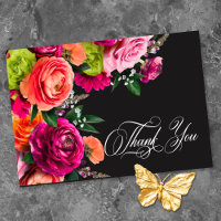 Moody Luxe Floral Lebendiges Pink-Schwarze Hochzei