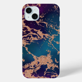 Moody Luxe Marble | Tief Lila und Aquamarine Rose  Case-Mate iPhone Hülle