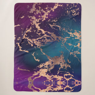Moody Luxe Marble   Tief Lila und Aquamarine Rose  Sherpadecke