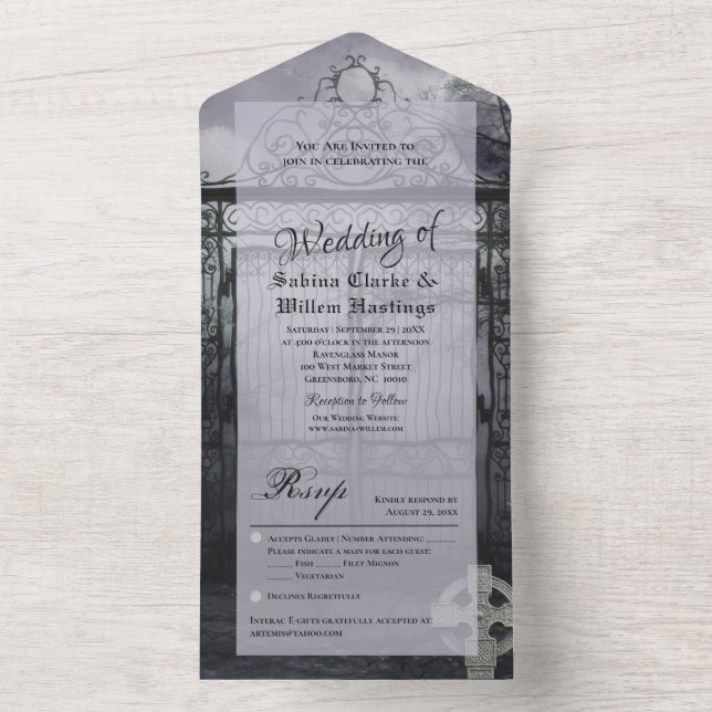 Moody Medieval All in one Wedding RSVP Einladung (Innen Boden)
