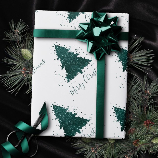 Moody Merry Christmas | Dark Midnight Aquamarin Tr Geschenkpapier (Von Creator hochgeladen)
