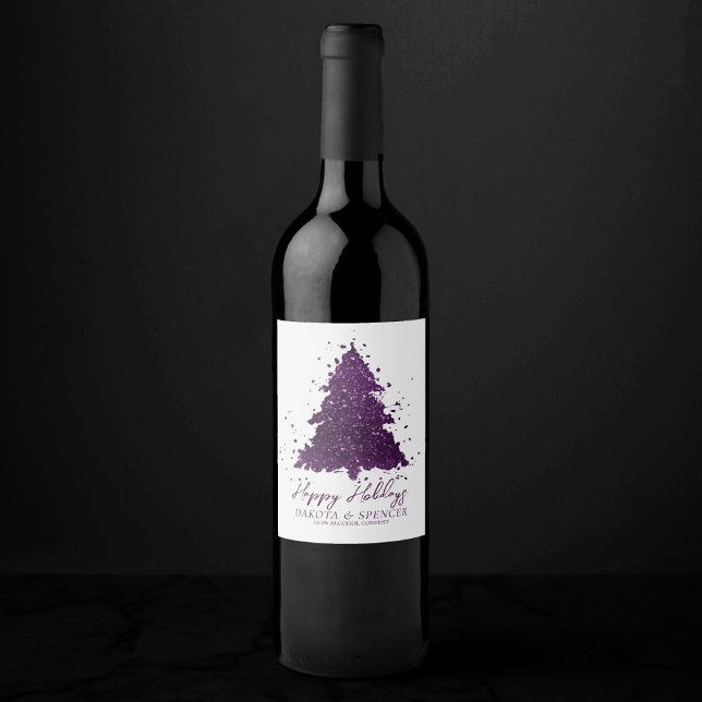 Moody Merry Christmas | Deep Plum Lila Custom Weinetikett (Von Creator hochgeladen)