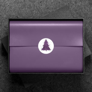 Moody Merry Christmas Lila Baum "Deep Pum" Runder Aufkleber