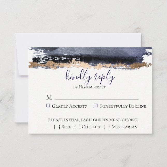 Moody Midnight Wedding RSVP Card Karte (Vorderseite)