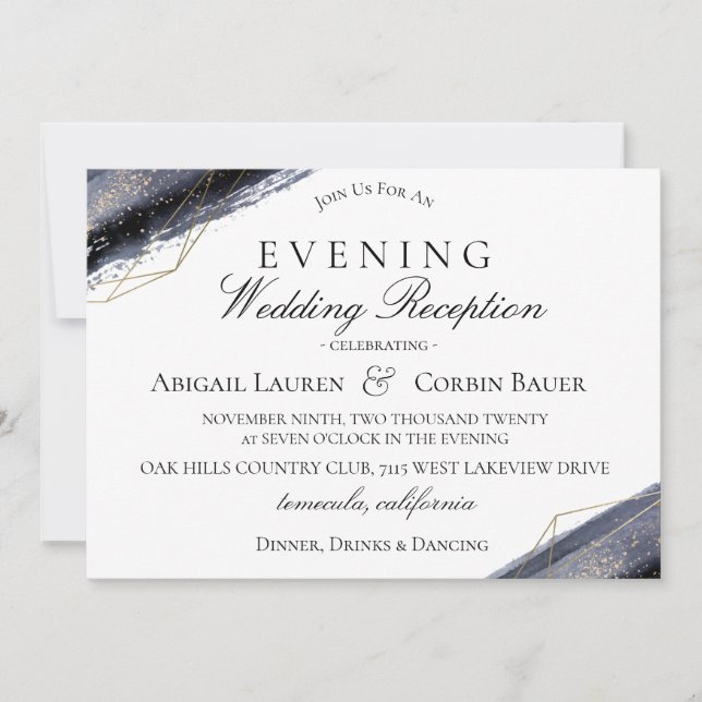 Moody Minuit Mariage Réception Invitation (Devant)