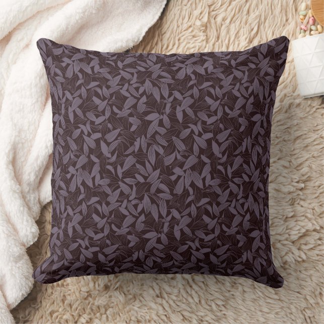 Moody Modern Chic Botanical Leaf Dark Lila Kissen (Decke)