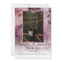 Moody Modern Floral Lila Script Foto Herz