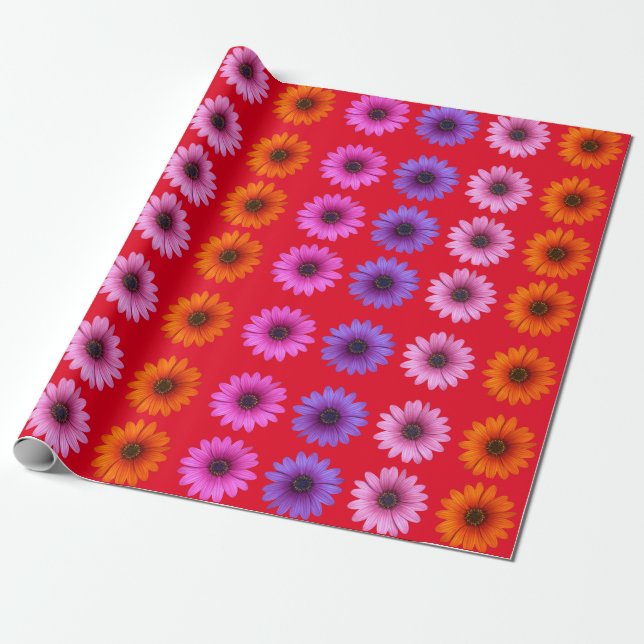 Moody Modern Winter Botanische Weihnachtsrot Geschenkpapier (Ungerollt)
