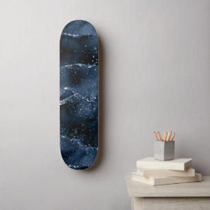 Moody Navy Agate   Dusty Royal Blue Jewel Tone Skateboard