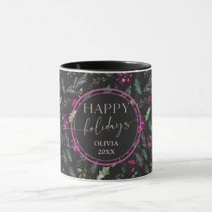Moody Niedlich Winter Holly Happy Holidays Tasse