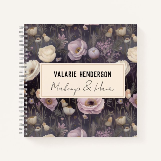 Moody Night Floral Business Spiral Notebook Notizbuch (Vorderseite)