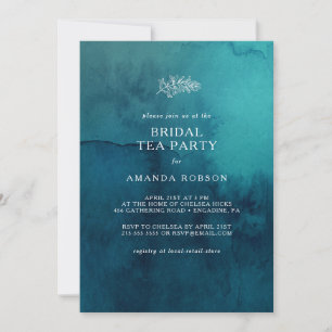 Moody Ocean Watercolor Bridal Tee Party Einladung