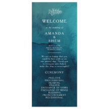Moody Ocean Watercolor Wedding Programme