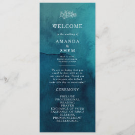 Moody Ocean Watercolor Wedding Programme