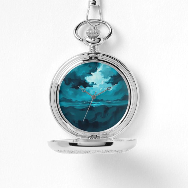 Moody Ocean Waves Under Stormy Sky – Abstract Seas Armbanduhr (Vorderseite)