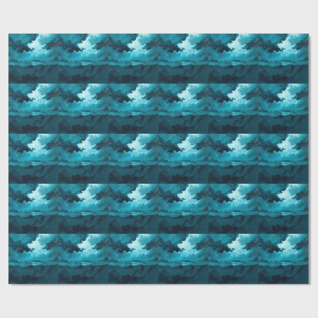 Moody Ocean Waves Under Stormy Sky – Abstract Seas Geschenkpapier (Flach)