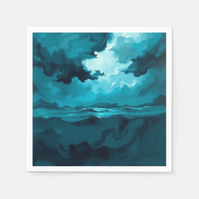 Moody Ocean Waves Under Stormy Sky – Abstract Seas Serviette (Vorderseite)