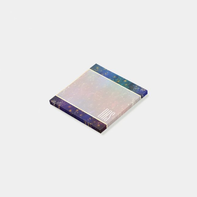 Moody Ombre | Psychedelic Grunge Stardust Monogram Post-it Klebezettel (angewinkelt)