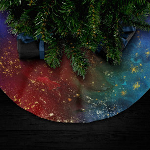 Moody Ombre   Psychedelische Grunge Gold Stardust Polyester Weihnachtsbaumdecke