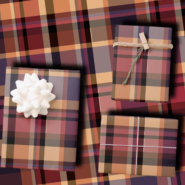 Moody Oversized Autumn Sunset Plaid Geschenkpapier Set (Von Creator hochgeladen)