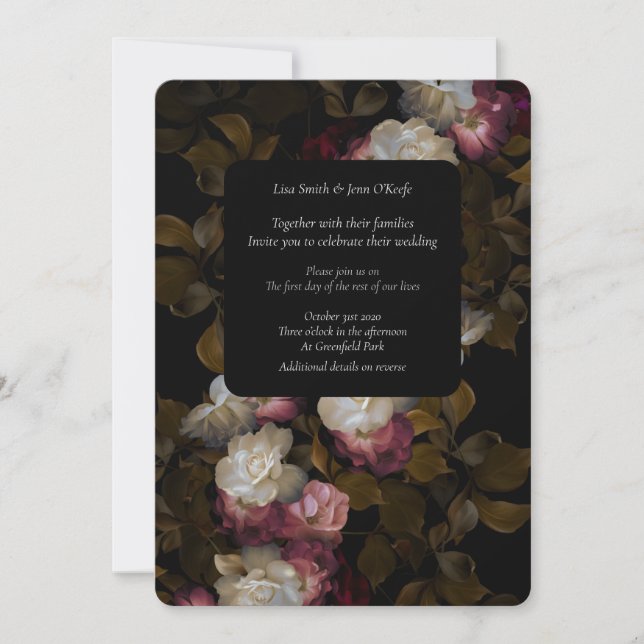 Moody Painted Florals Romantische Hochzeit Einladung (Vorderseite)
