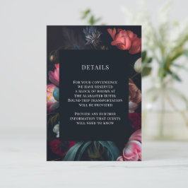 Moody Painterly Peony Floral Wedding Details Begleitkarte