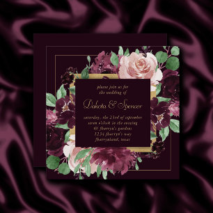 Moody Passion Dramatischer Lila Wein Rose Kranz Einladung