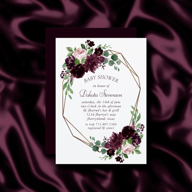 Moody Passion | Dramatischer Lila Wine Baby Dusche Einladung (Von Creator hochgeladen)