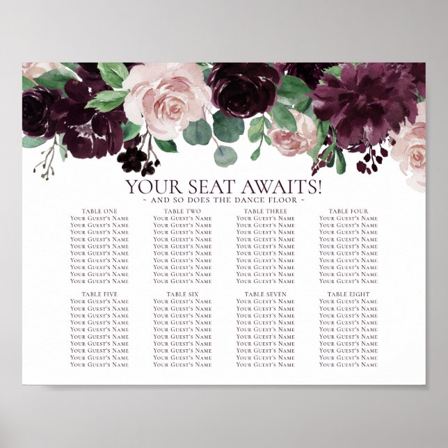 Moody Passion | Lila Blumengartensitzkarte Poster (Vorne)