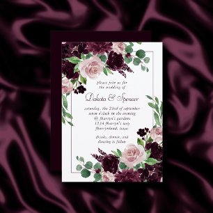 Moody Passions Dramatischer Lila Wein Rose Bouqu Einladung