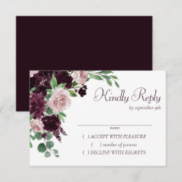 Moody Passions | Dramatischer Lila Wein Rose Bouqu RSVP Karte